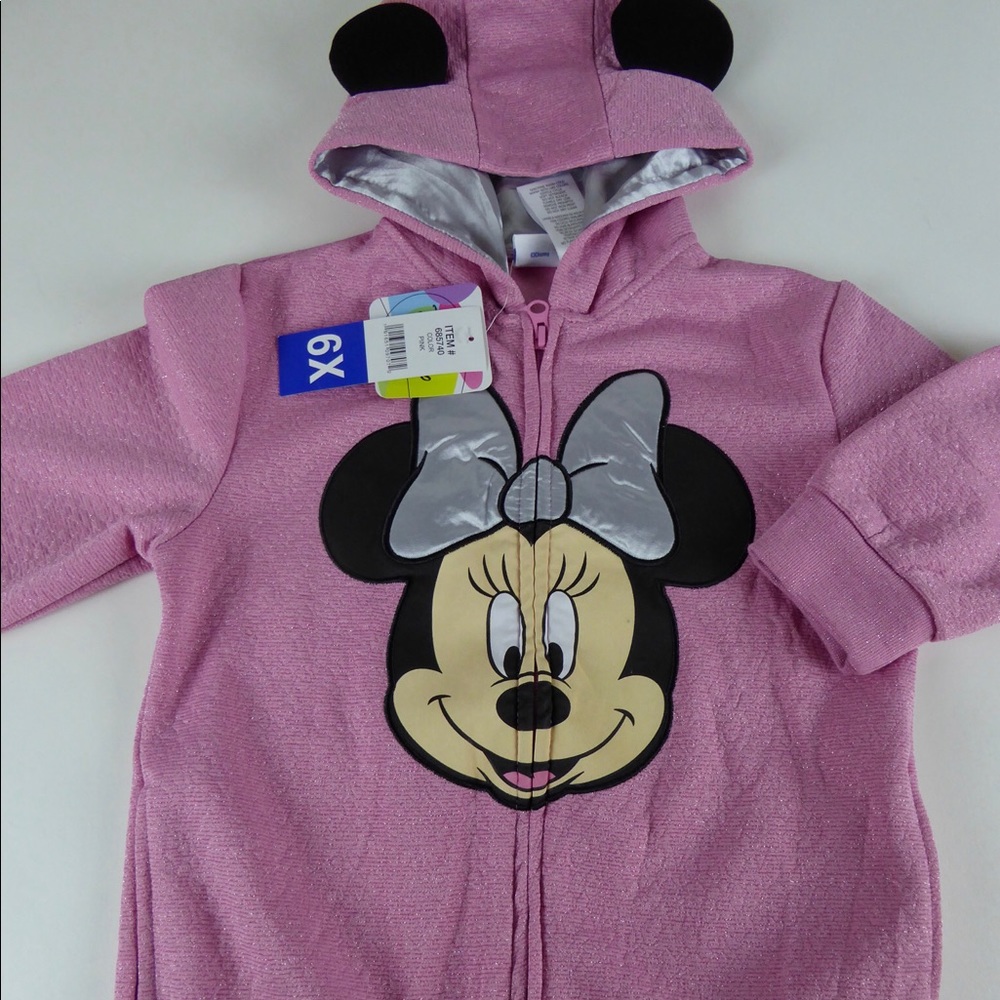 Disney Minnie Mouse Sparkly Hoodie w/ Ears Glitter - Picture 2 of 6